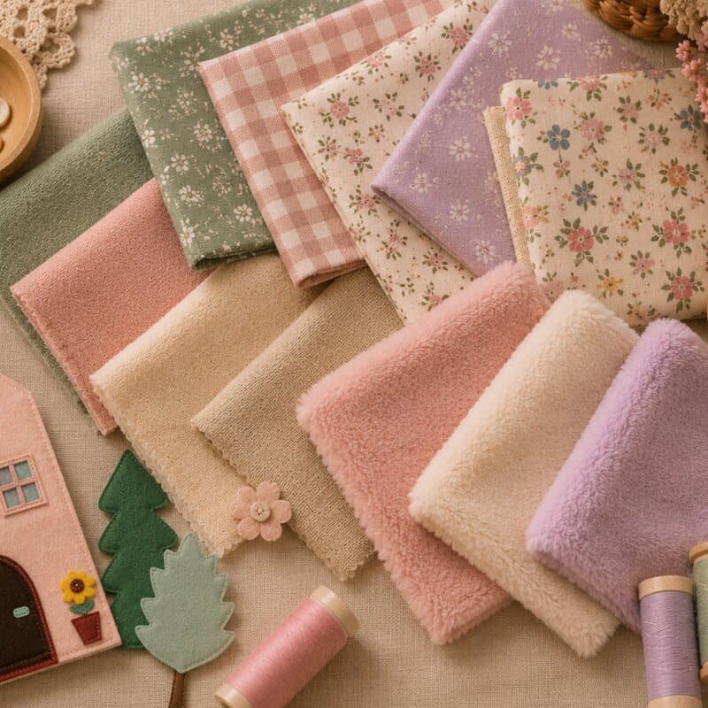 Beautiful fabric swatches in different patterns and textures